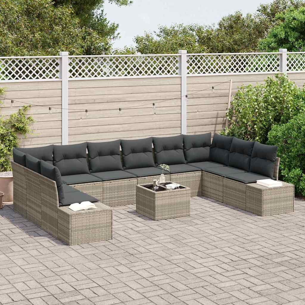 Garten-Sofa-Set 11 pcs Hellgrau 344 x 209 x 85 cm Poly Rattan