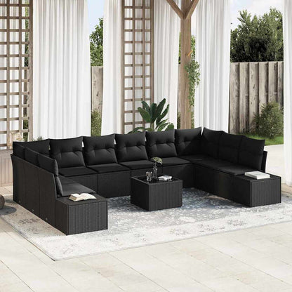 Garten-Sofa-Set 11 pcs Schwarz 344 x 209 x 85 cm Poly Rattan
