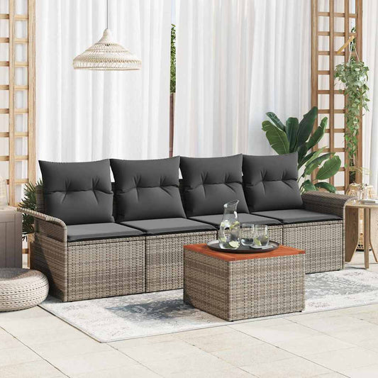 Garten-Sofa-Set mit Kissen Manuell 5 pcs Grau 55 x 55 x 37 cm