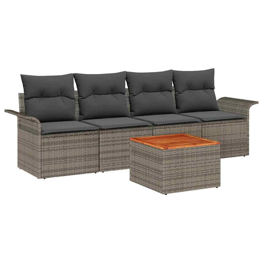 Garten-Sofa-Set mit Kissen Manuell 5 pcs Grau 55 x 55 x 37 cm