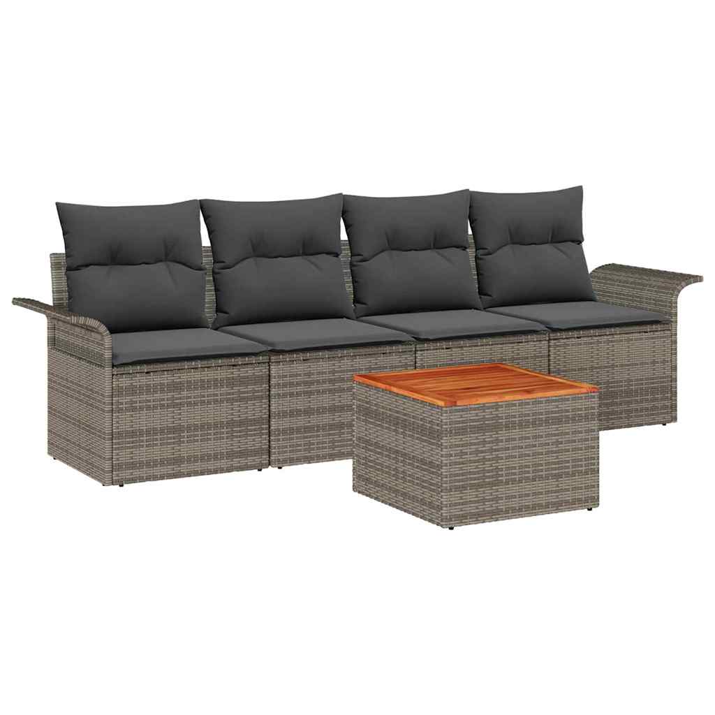 Garten-Sofa-Set mit Kissen 5 pcs Grau 55 x 55 x 37 cm