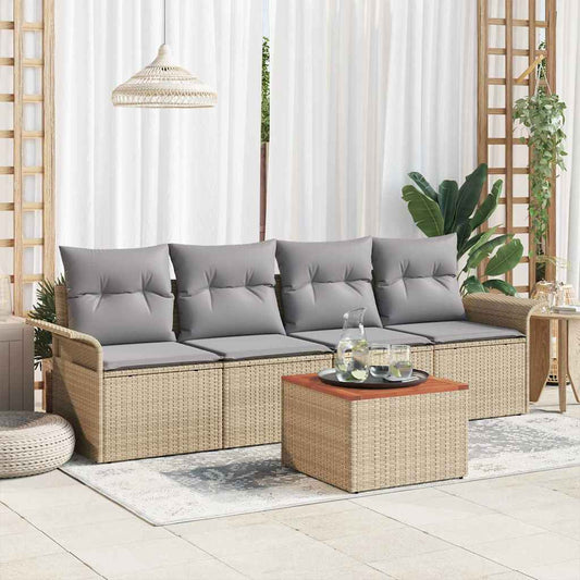 Garten-Sofa-Set Manuell 5 pcs Beige, Hellgrau 55 x 55 x 37 cm