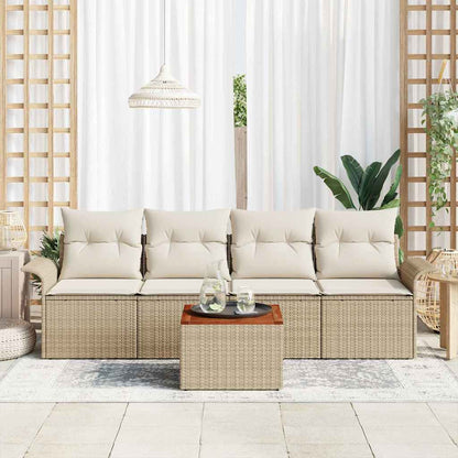 Garten-Sofa-Set mit Kissen 5 pcs Beige, Creme 55 x 55 x 37 cm