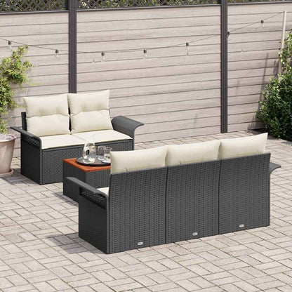 Garten-Sofa-Set mit Kissen 6 pcs Schwarz, Creme 55 x 55 x 37 cm