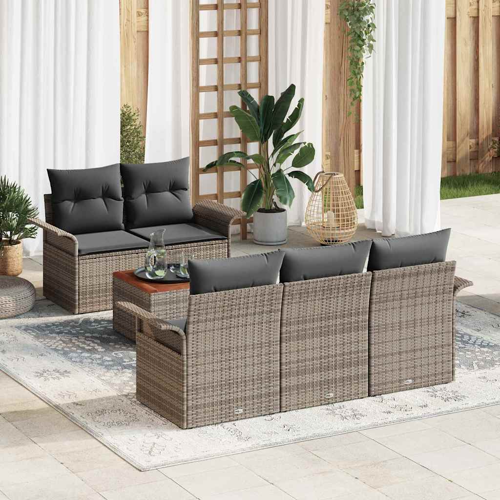 Garten-Sofa-Set mit Kissen Manuell 6 pcs Grau 55 x 55 x 37 cm