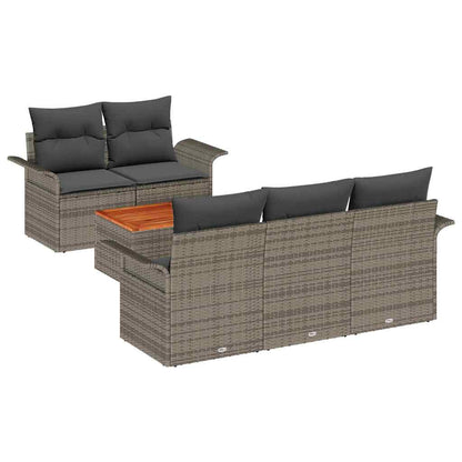 Garten-Sofa-Set mit Kissen Manuell 6 pcs Grau 55 x 55 x 37 cm