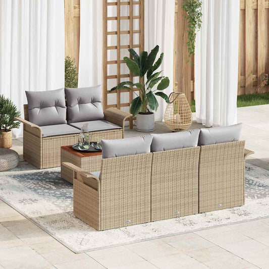 Garten-Sofa-Set Manuell 6 pcs Beige, Hellgrau 55 x 55 x 37 cm