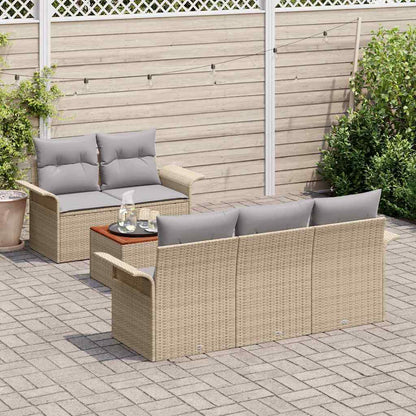 Garten-Sofa-Set Manuell 6 pcs Beige, Hellgrau 55 x 55 x 37 cm