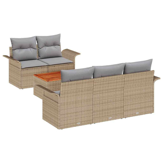 Garten-Sofa-Set Manuell 6 pcs Beige, Hellgrau 55 x 55 x 37 cm
