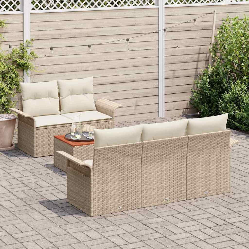 Garten-Sofa-Set mit Kissen 6 pcs Beige, Creme 55 x 55 x 37 cm