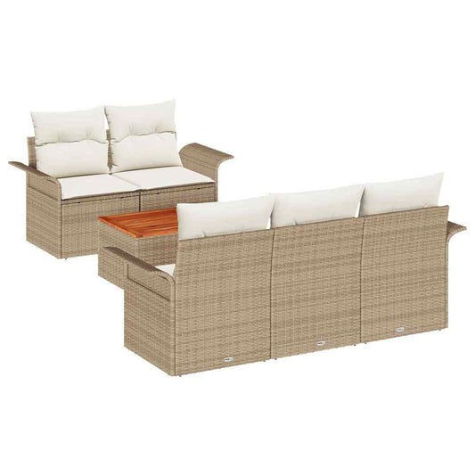 Garten-Sofa-Set mit Kissen 6 pcs Beige, Creme 55 x 55 x 37 cm