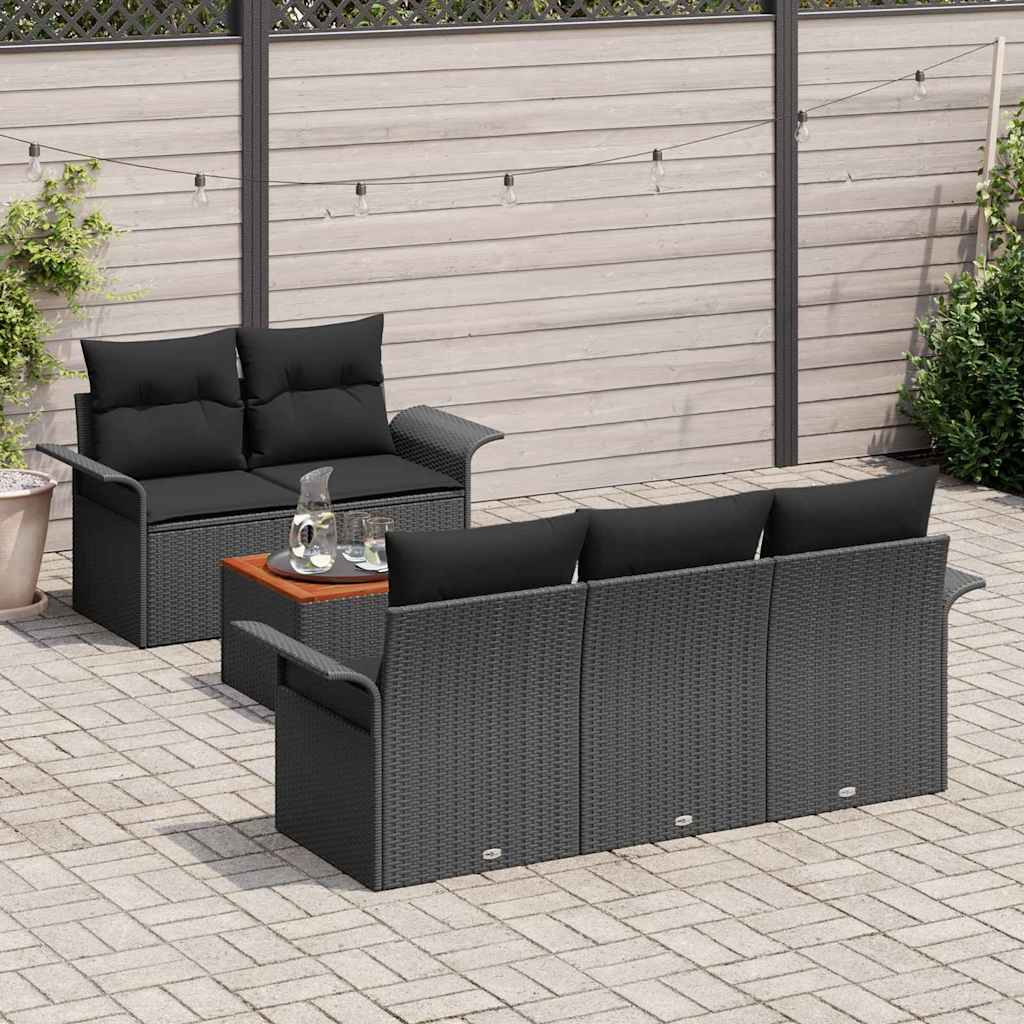 Garten-Sofa-Set mit Kissen 6 pcs Schwarz 55 x 55 x 37 cm