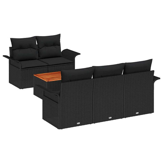 Garten-Sofa-Set mit Kissen 6 pcs Schwarz 55 x 55 x 37 cm