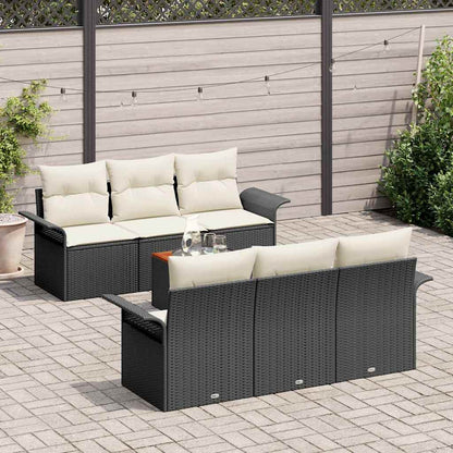Garten-Sofa-Set 7 pcs Schwarz und Creme 55 x 55 x 37 cm