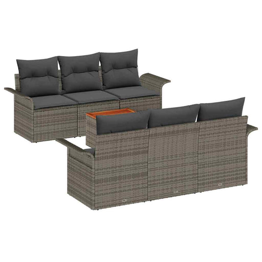 Garten-Sofa-Set mit Kissen Manuell 7 pcs Grau 55 x 55 x 37 cm