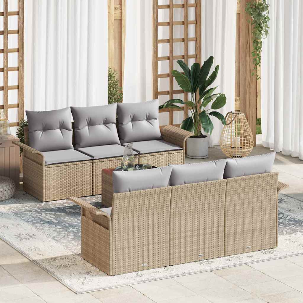 Garten-Sofa-Set Manuell 7 pcs Beige, Hellgrau 55 x 55 x 37 cm
