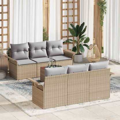Garten-Sofa-Set Manuell 7 pcs Beige, Hellgrau 55 x 55 x 37 cm