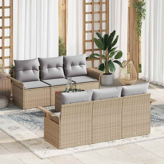 Garten-Sofa-Set Manuell 7 pcs Beige, Hellgrau 55 x 55 x 37 cm