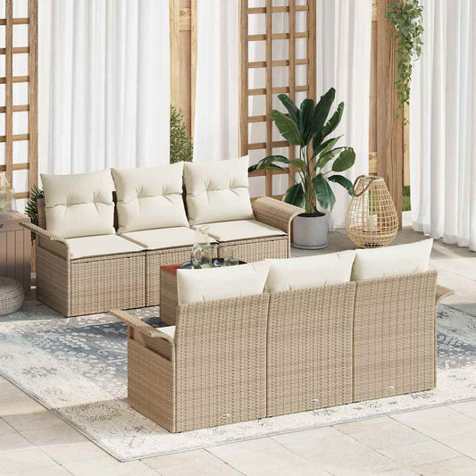 Garten-Sofa-Set mit Kissen 7 pcs Beige, Creme 55 x 55 x 37 cm