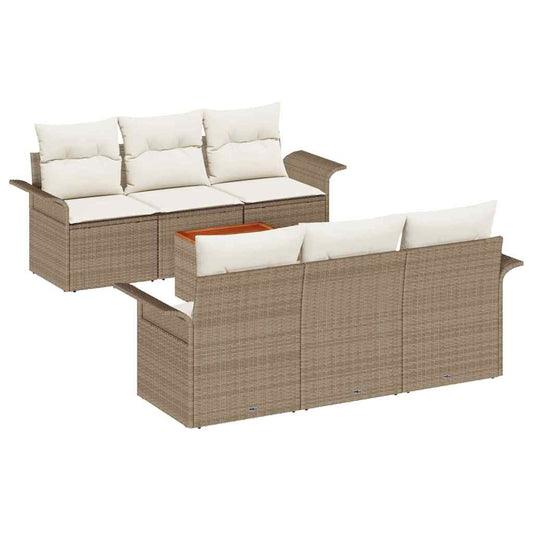 Garten-Sofa-Set mit Kissen 7 pcs Beige, Creme 55 x 55 x 37 cm