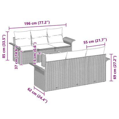 Garten-Sofa-Set mit Kissen 7 pcs Schwarz 55 x 55 x 37 cm