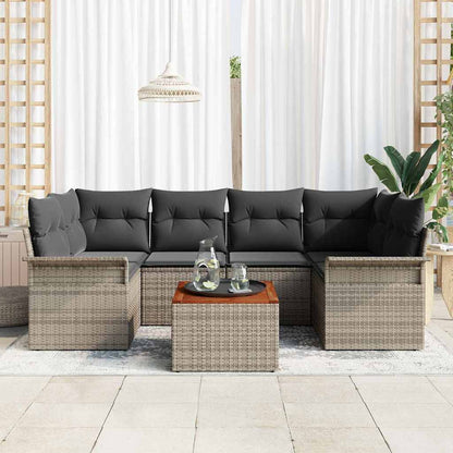 Garten-Sofa-Set mit Kissen Manuell 7 pcs Grau 55 x 55 x 37 cm