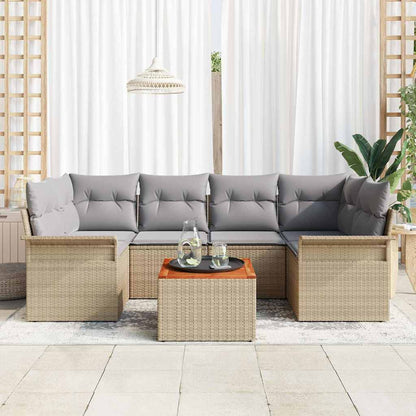 Garten-Sofa-Set Manuell 7 pcs Beige, Hellgrau 55 x 55 x 37 cm