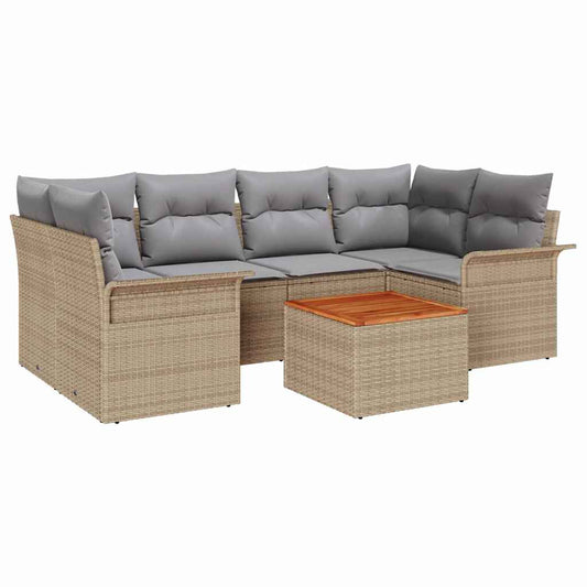 Garten-Sofa-Set Manuell 7 pcs Beige, Hellgrau 55 x 55 x 37 cm