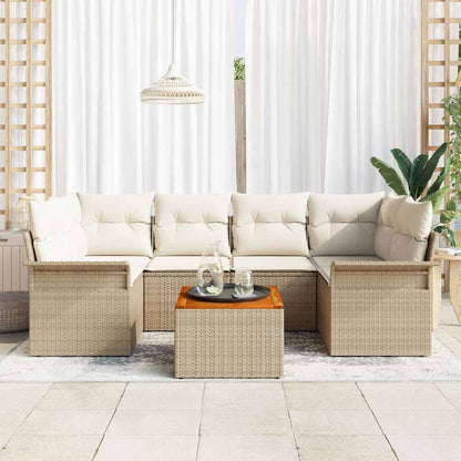 Garten-Sofa-Set mit Kissen 7 pcs Beige, Creme 55 x 55 x 37 cm