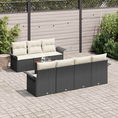 Garten-Sofa-Set mit Kissen 8 pcs Schwarz, Creme 55 x 55 x 37 cm