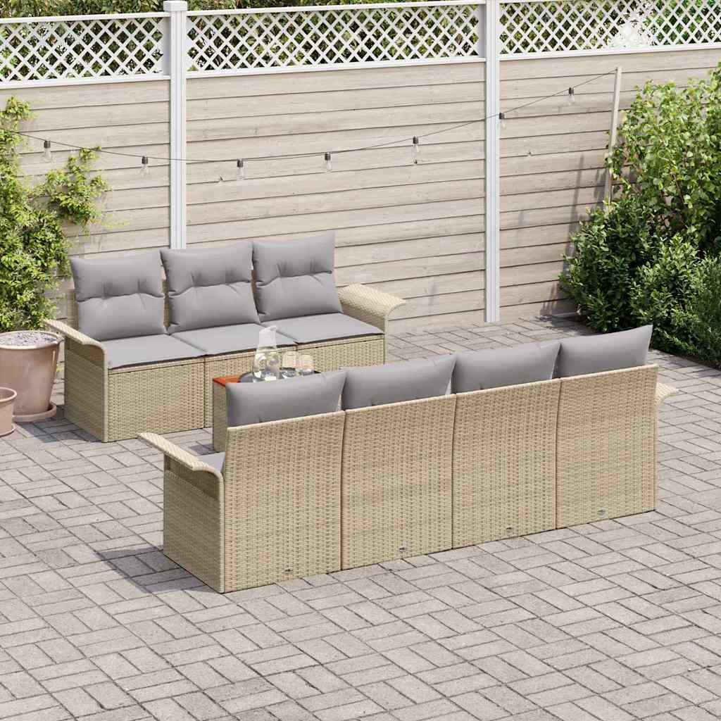 Garten-Sofa-Set Manuell 8 pcs Beige, Hellgrau 55 x 55 x 37 cm