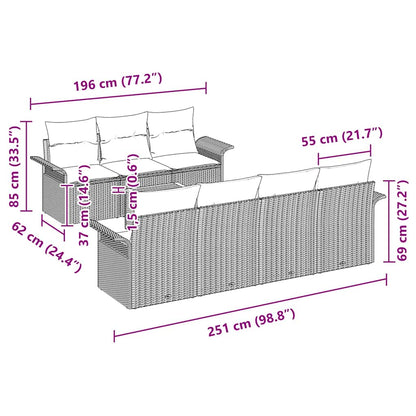 Garten-Sofa-Set Manuell 8 pcs Beige, Hellgrau 55 x 55 x 37 cm