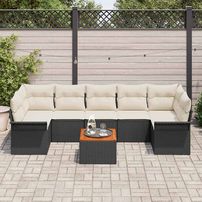 Garten-Sofa-Set mit Kissen 8 pcs Schwarz, Creme 55 x 55 x 37 cm