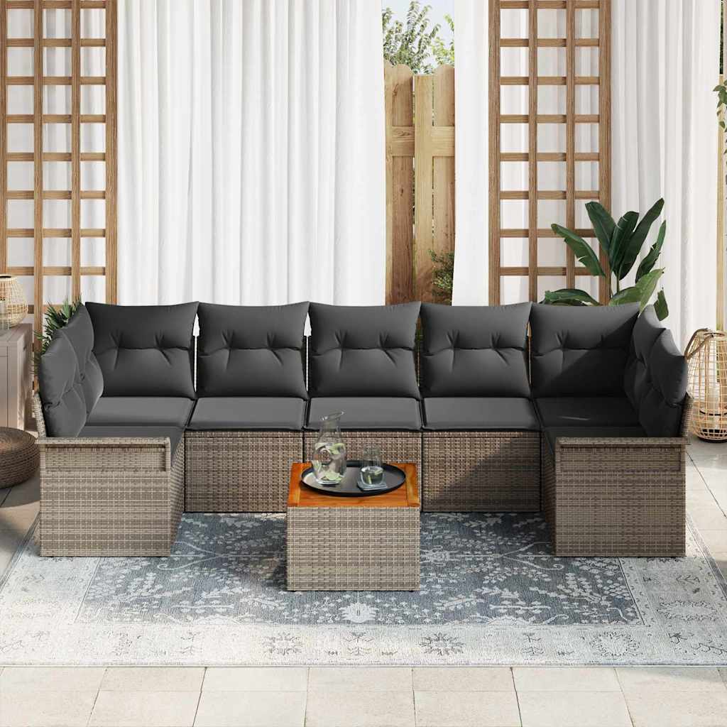 Garten-Sofa-Set mit Kissen Manuell 8 pcs Grau 55 x 55 x 37 cm
