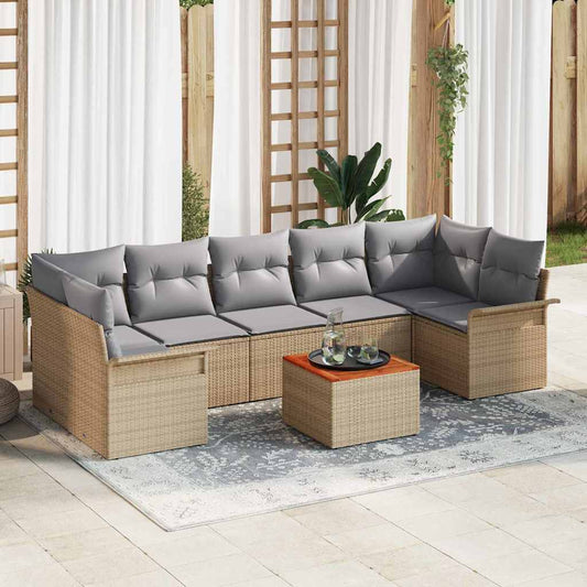 Garten-Sofa-Set Manuell 8 pcs Beige, Hellgrau 55 x 55 x 37 cm