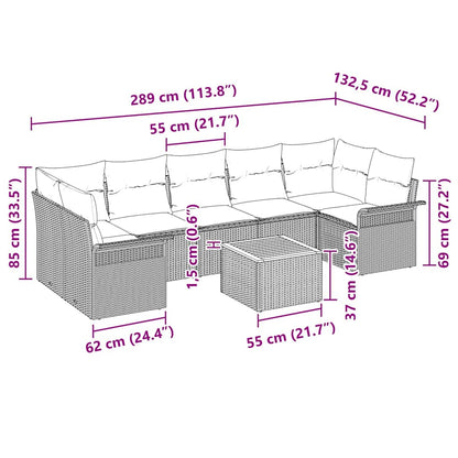 Garten-Sofa-Set mit Kissen 8 pcs Beige, Creme 55 x 55 x 37 cm
