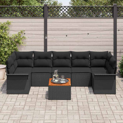 Garten-Sofa-Set mit Kissen 8 pcs Schwarz 55 x 55 x 37 cm