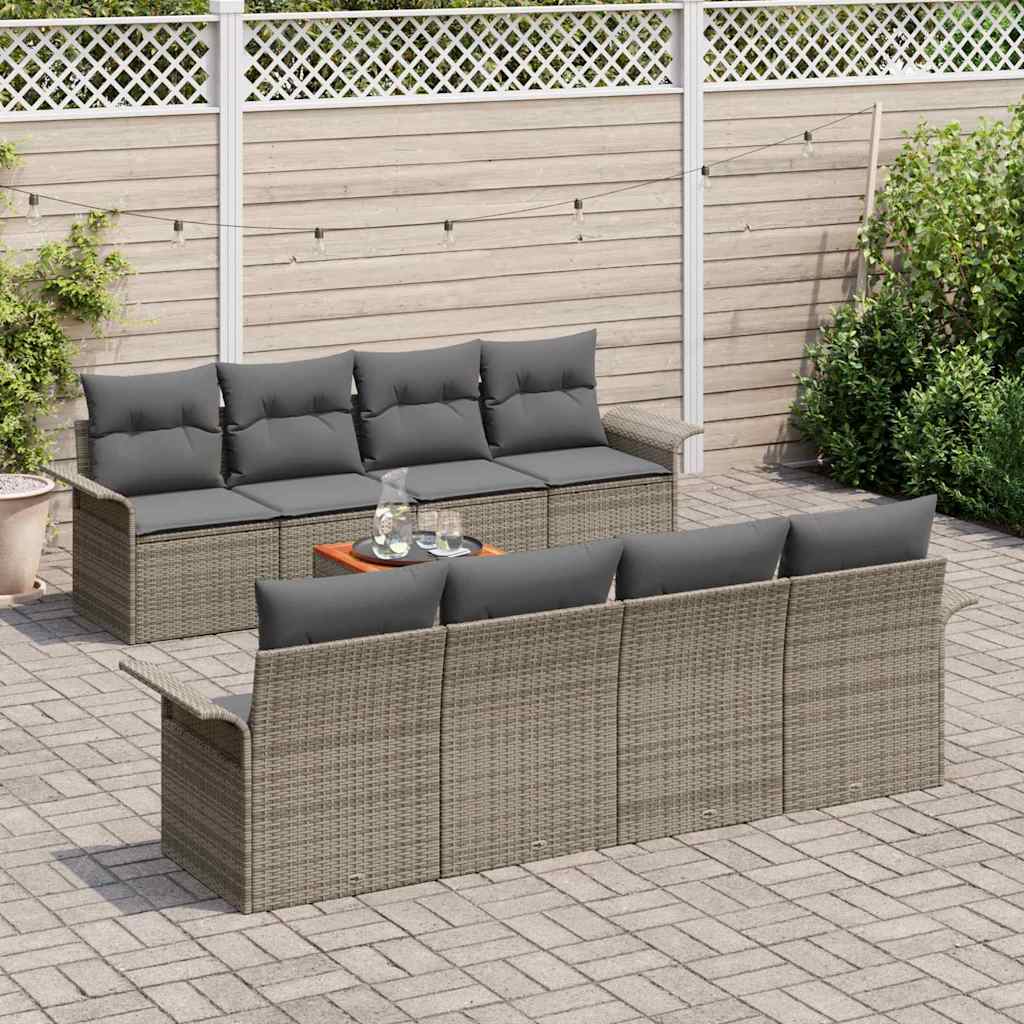 Garten-Sofa-Set mit Kissen Manuell 7 pcs Grau 55 x 55 x 37 cm