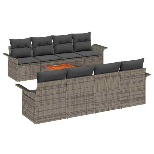 Garten-Sofa-Set mit Kissen Manuell 7 pcs Grau 55 x 55 x 37 cm