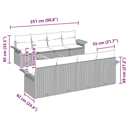 Garten-Sofa-Set mit Kissen 7 pcs Grau 55 x 55 x 37 cm