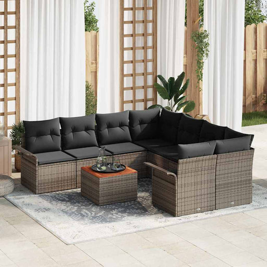 Garten-Sofa-Set mit Kissen Manuell 9 pcs Grau 55 x 55 x 37 cm
