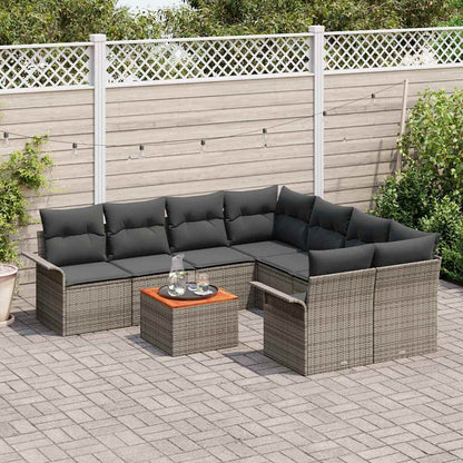 Garten-Sofa-Set mit Kissen 9 pcs Grau 55 x 55 x 37 cm