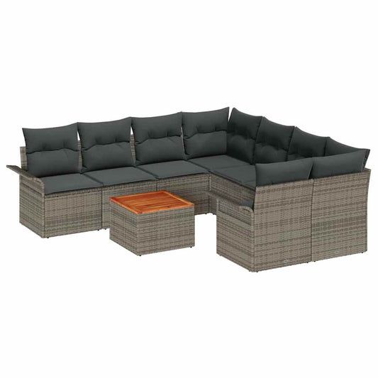 Garten-Sofa-Set mit Kissen Manuell 9 pcs Grau 55 x 55 x 37 cm