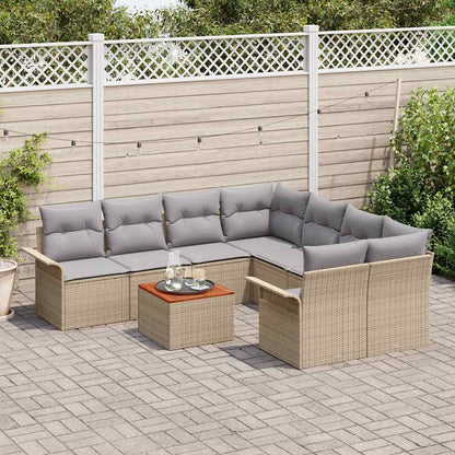 Garten-Sofa-Set mit Kissen mit Kissen 9 pcs Beige und Hellgrau