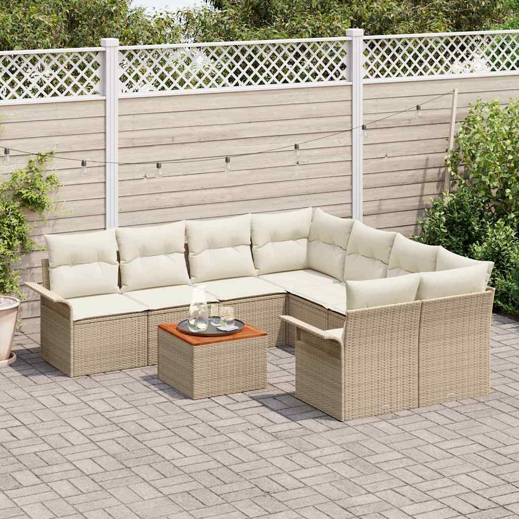 Garten-Sofa-Set mit Kissen 9 pcs Beige, Creme 55 x 55 x 37 cm
