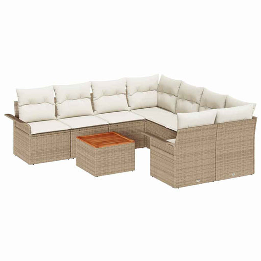 Garten-Sofa-Set mit Kissen 9 pcs Beige, Creme 55 x 55 x 37 cm