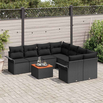 Garten-Sofa-Set mit Kissen 9 pcs Schwarz 55 x 55 x 37 cm