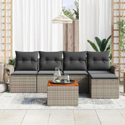 Garten-Sofa-Set mit Kissen mit Speicher 6 pcs Grau