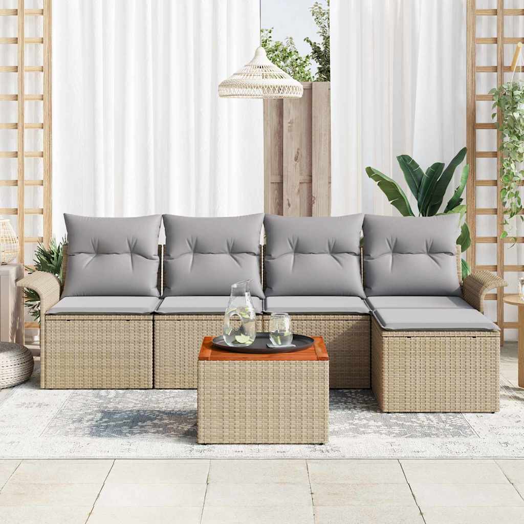 Garten-Sofa-Set mit Kissen mit Speicher 6 pcs Beige, Hellgrau
