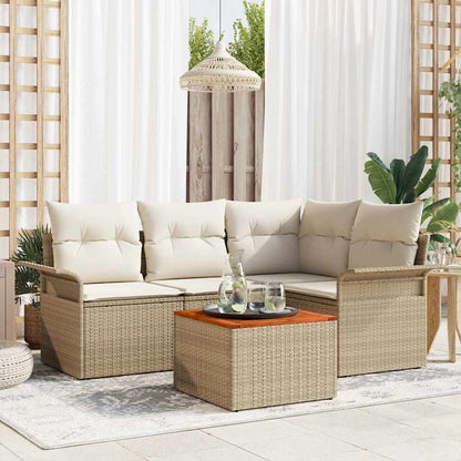 Garten-Sofa-Set mit Kissen 5 pcs Beige, Creme 55 x 55 x 37 cm